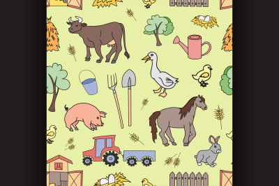 Doodle pattern farm