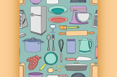 Doodle pattern kitchen