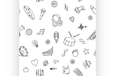 Seamless pattern Music doodles