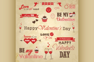 Valentines day set - labels, emblems and decorative elements