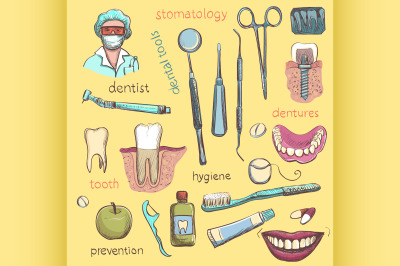 Vector Set. Dentist and Tooth Care Icons