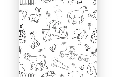 Doodle pattern farm