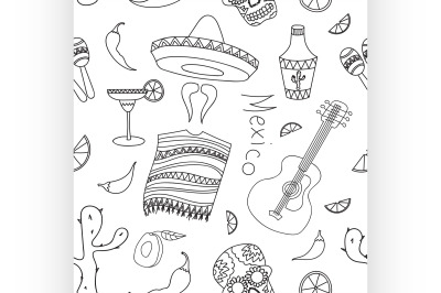 Doodle pattern mexico