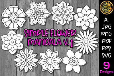 Simple Flower Mandala Set-1