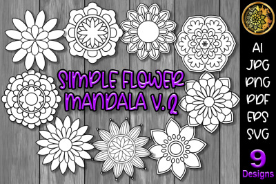 Simple Flower Mandala Set-2
