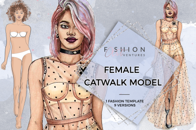 Female Catwalk Model Printable | Fashion Template, Fashion Illustratio