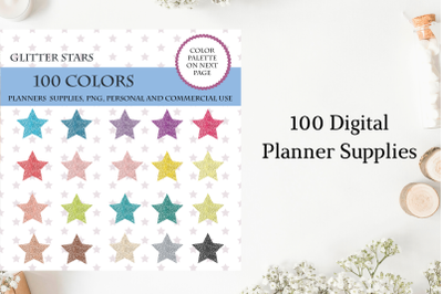 100 Glitter stars&2C; Glitter stars cliparts