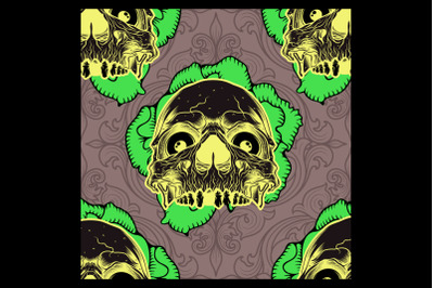 pattern skull ornament with rose,vector