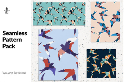 Swallows seamless patterns