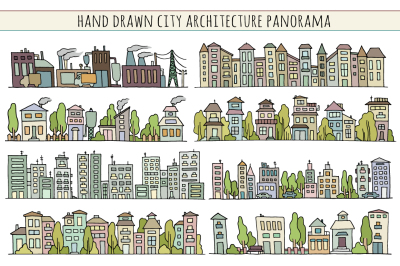 Sketch city architecture with houses