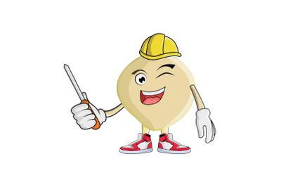 Jicama Construction Worker Fruit Cartoon Character