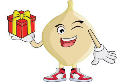 Jicama With Gift Fruit Cartoon Character