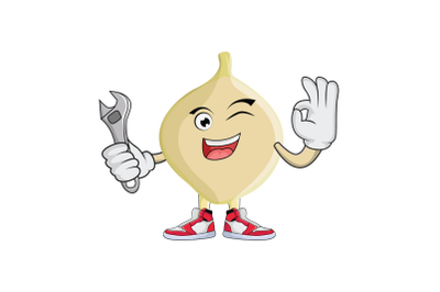 Jicama With Wrench Fruit Cartoon Character