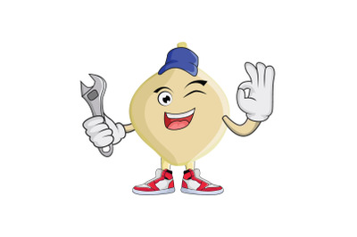 Jicama With Wrench and Hat Fruit Cartoon Character