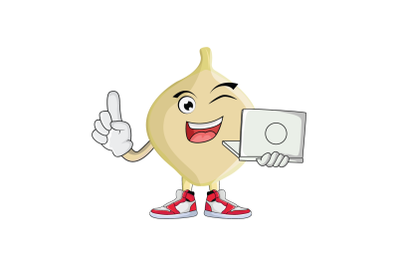 Jicama With Laptop Fruit Cartoon Character