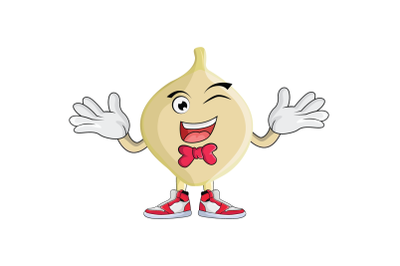 Jicama Shrugging Smile With Bowtie Fruit Cartoon Character