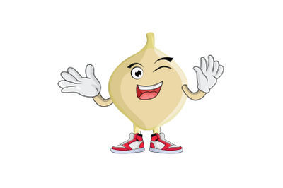 Jicama Waving Greeting With Wink Fruit Cartoon Character