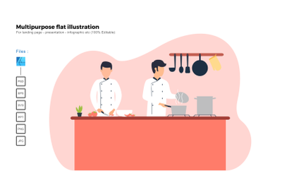 Flat illustration cooking