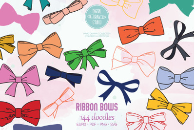 Hand Drawn Bows | Color Tie illustration | Ribbon Fashion  Accessories
