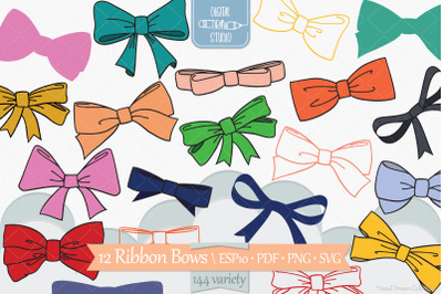 Hand Drawn Bows | Color Tie illustration | Ribbon Fashion  Accessories