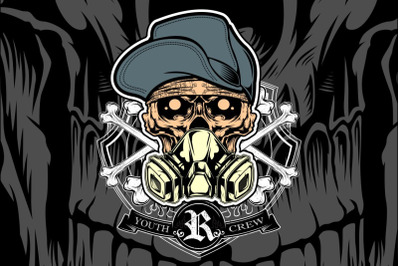 skull youth crew hand drawing vector