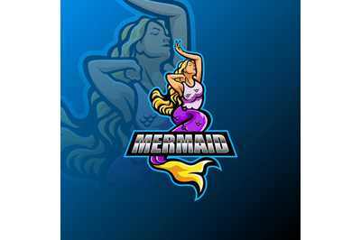 Mermaid esport mascot logo