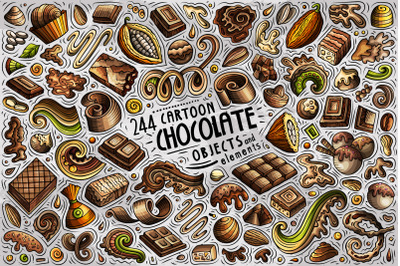 Chocolate Cartoon Vector Objects Set