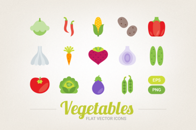 Flat Vegetables Icons
