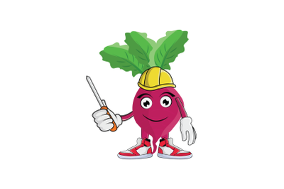 Beet Construction Worker Fruit Cartoon Character