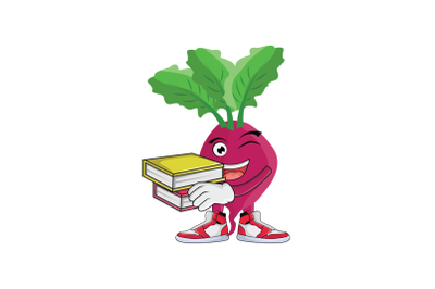 Beet With Books Vegetable Cartoon Character