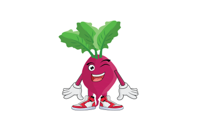 Beet Root Wink Smile Vegetable Cartoon Character