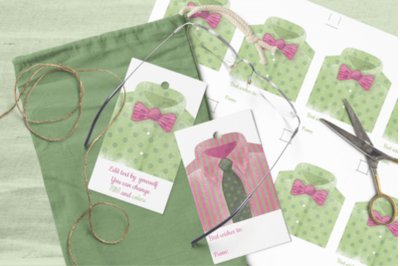 Printable Father&#039;s Day Gift Tags Templates Watercolor Men&#039;s Shirts