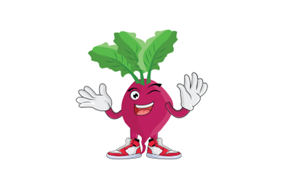 Beet Root Wave Wink Greet Vegetable Cartoon Character