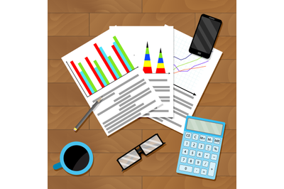 Documents with diagram and graph on table