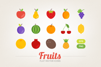 Flat Fruits Icons