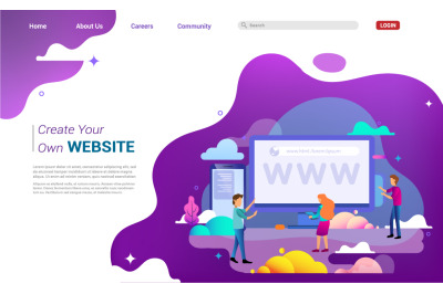 Web design homepage concept of teamwork build online business