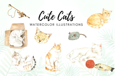 Watercolor Cats Illustration&2C; Kittens Watercolor Designs