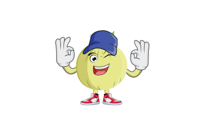 Cantaloupe Double Okay with Hat Fruit Cartoon Character Design Graphic