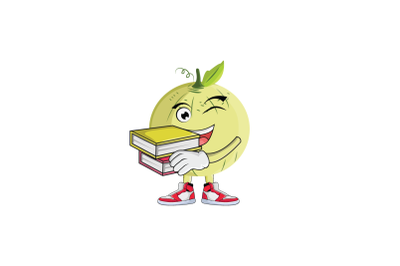 Cantaloupe with Books Fruit Cartoon Character Design Graphic