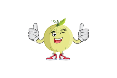 Cantaloupe Double Thumbs Up and Wink Fruit Cartoon Character Design