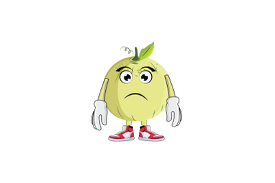 Cantaloupe Sad Frown Fruit Cartoon Character Design Graphic