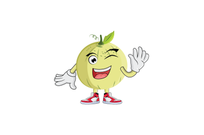 Cantaloupe Greet Winking Happy Wave Fruit Cartoon Character Design