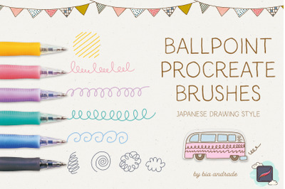 Ballpoint Procreate Brushes: Japanese Drawing Style