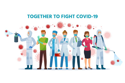 Together to fight Covid-19. Healthcare collaboration&2C; fights coronavir