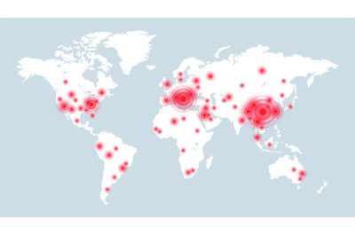 Confirmed cases of Covid-19 on world map. Infographic information