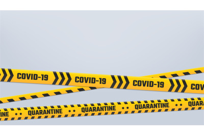 Covid-19 Quarantine stripes cordon or border, yellow tape