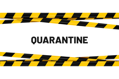 Quarantine banner&2C; yellow tape stripes cross isolation