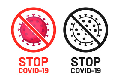 Stop covid-19 symbol of set attention outbreak