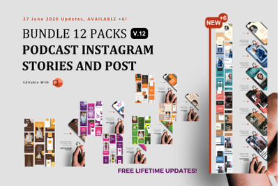 Updates! Bundle 12 Pack Podcast ig Stories and Post Template