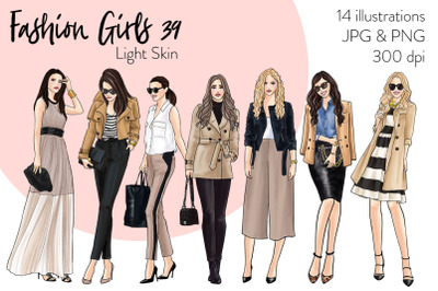 Watercolor Fashion Clipart - Fashion Girls 39 - Light Skin